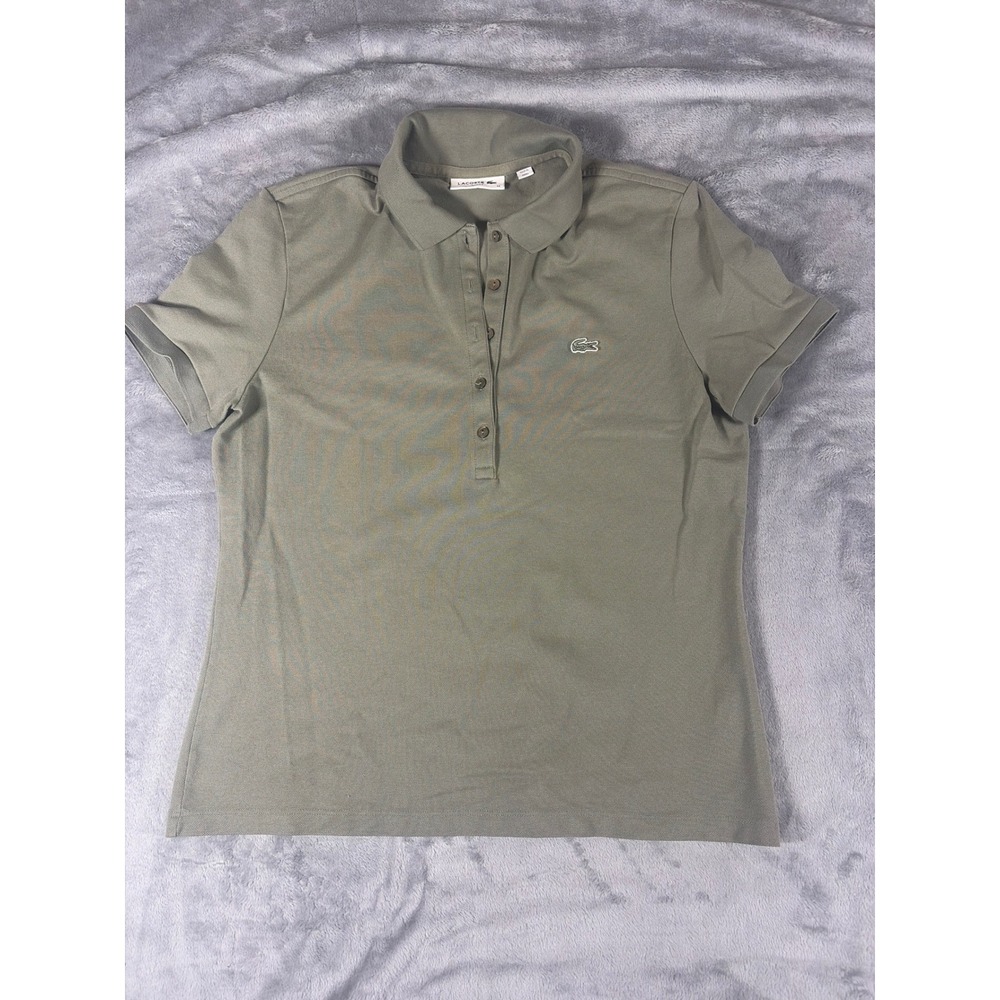 Lacoste Slim Fit Polo Shirt Womens 44 Olive Green Short Sleeve PF7845
